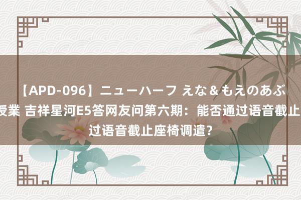 【APD-096】ニューハーフ えな＆もえのあぶない課外授業 吉祥星河E5答网友问第六期：能否通过语音截止座椅调遣？