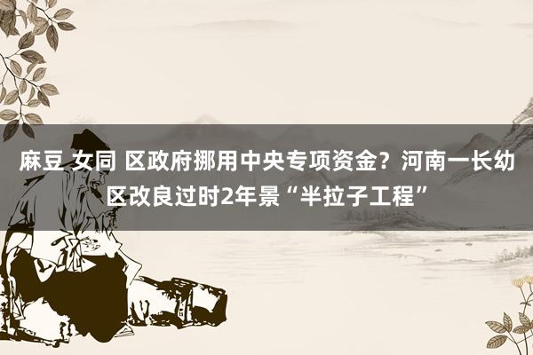 麻豆 女同 区政府挪用中央专项资金？河南一长幼区改良过时2年景“半拉子工程”