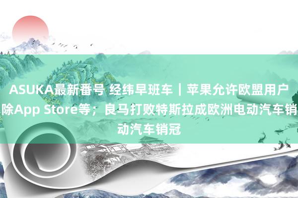 ASUKA最新番号 经纬早班车｜苹果允许欧盟用户删除App Store等；良马打败特斯拉成欧洲电动汽车销冠