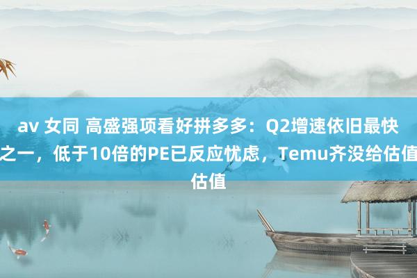 av 女同 高盛强项看好拼多多：Q2增速依旧最快之一，低于10倍的PE已反应忧虑，Temu齐没给估值