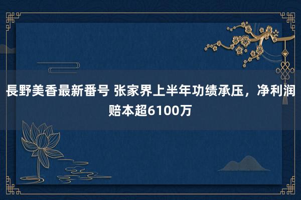 長野美香最新番号 张家界上半年功绩承压，净利润赔本超6100万