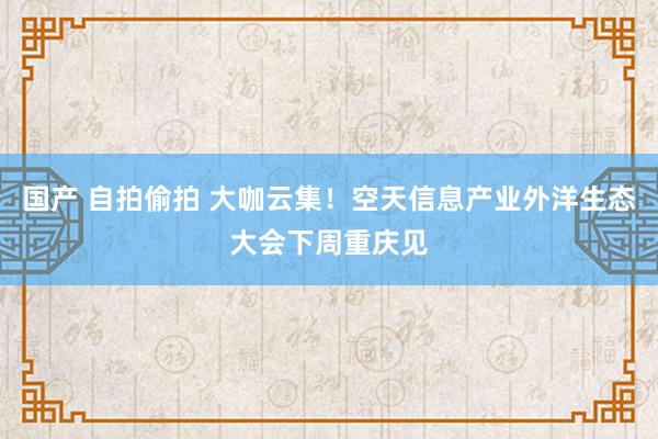 国产 自拍偷拍 大咖云集！空天信息产业外洋生态大会下周重庆见