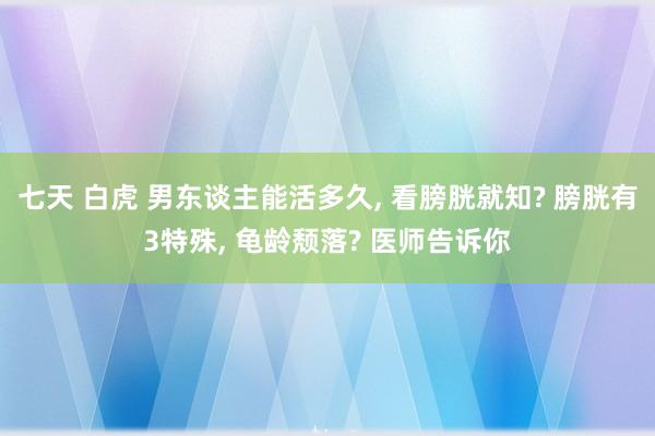 七天 白虎 男东谈主能活多久, 看膀胱就知? 膀胱有3特殊, 龟龄颓落? 医师告诉你